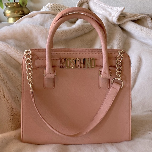Love Moschino Handbags - Love Moschino Pink tote shoulder handbag bag with gold accent chain